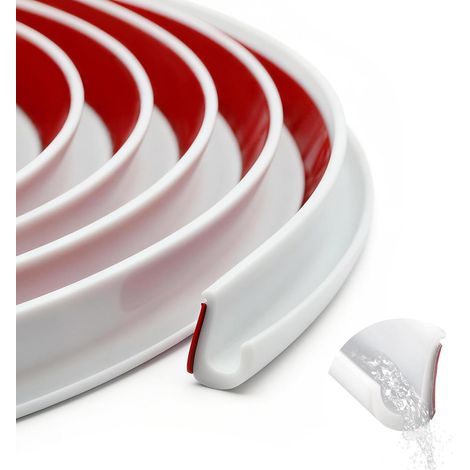 Gouttière - 5 mètres de Bande de Caoutchouc Pour Gouttières - Bande de Protection en PVC - Déflecteur d'eau de pluie en forme de J - Autocollante Pour Portes et Gouttières (blanc) (1/5)