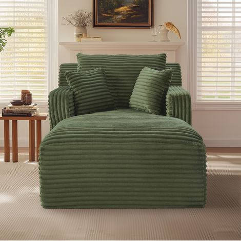 Chaiselongue moderne en tissu corduroy, convertible en canapé-lit et fauteuil relax sans montage (1/5)