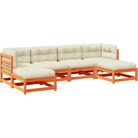 Maison Exclusive - Set de sofás jardín 6 pzas con cojines madera (1/5)