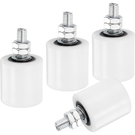 4pcs Galet Guide pour Portail Coulissant 48x50mm, M12 Roulette Nylon Guide au Sol pour Porte Grange Coulissante, Roue Universel avec Roulement à Billes Scellé pour Portail, Blanc (1/5)