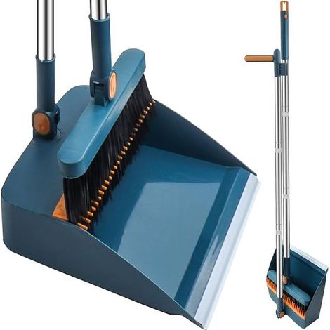 Broom and Dustpan Set Long Handle Cleaning Tool Telescopic Vertical Handle Rotating Broom and Dustpan (1/5)