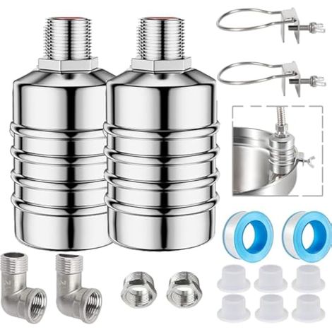 Vanne à flotteur automatique de 1,27 cm, 1,9 cm, 1,5 cm, en acier inoxydable 304, entièrement automatique, contrôle du niveau d'eau pour piscine, réservoir d'eau, bacs à bétail, étang à poissons (1/5)
