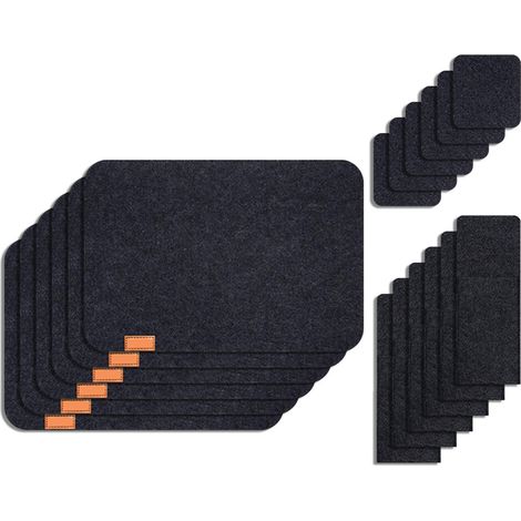 Set di 6 tovagliette in feltro resistente - Grigio scuro
