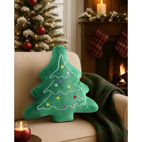 Lot de 2 coussins de Noël en peluche douce en forme de cerf - coussins décoratifs pour canapé, chambre, salon et cadeaux de Noël (1/5)