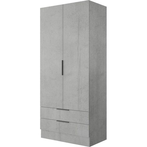 Armadio Composad cemento con 2 ante e 2 cassetti cm 82x46x184h