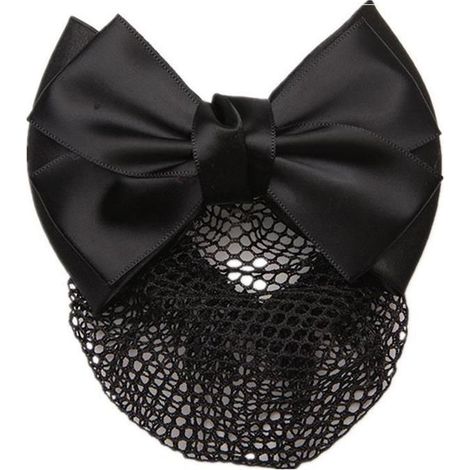 Chignon Résille Nœud Élégant Barrette Cheveux pour Femme Serveuse Infirmière Couvre-Chignon Noir (1/3)