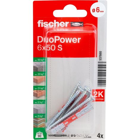 Chevilles DUOPOWER 6x50 avec vis 4.5x70, 10 pièces (1/5)