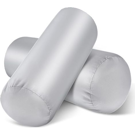Set mit 2 runden Nackenstützkissenbezügen (45,7 x 15,2 cm) für Nackenrollen, mit Reißverschluss, weiche, zylindrische Kissenbezüge aus Seide für die Hautpflege