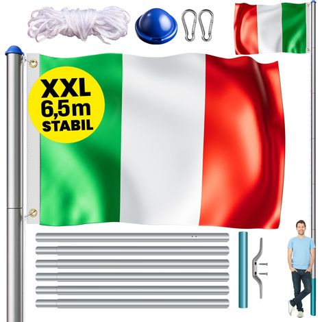 MONZANA® Set Montaggio Bandiera con Asta in Alluminio 6,5 m Incl. Fune Moschettone Italien (de)