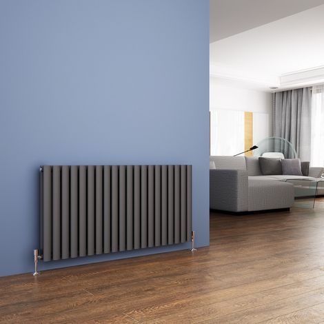 ELEGANT 600 x 1180mm Anthracite Designer Radiator Horizontal Oval Column Panel Double Panel Rad