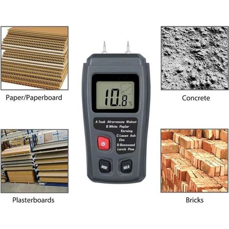 Testeur d'Humidité Bois à 2 Broches Détecteur d'Humidité Numérique avec Écran LCD HD Hygromètre Bois Plage de 0-99.9 % (1/4)