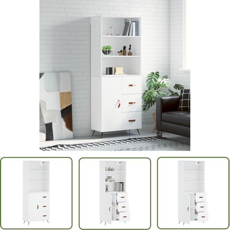 Buffet haut, Enfilade, Armoire de cuisine Blanc 69,5x34x180 cm Bois d'ingénierie WFE291017 DESIGN IN (1/5)