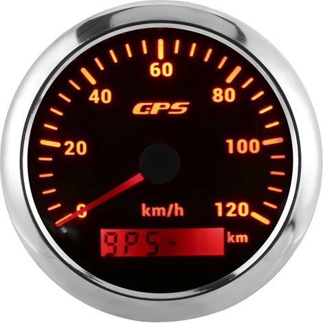 Compteur de vitesse GPS marin et automobile de 85 mm, vitesse maximale 120 km/h, avec rétroéclairage 7 couleurs, convient aux voitures, bateaux, camping-cars et yachts, noir. (1/5)