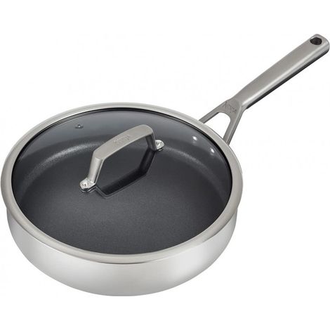 NINJA Ninja Foodi ZEROSTICK Sauteuse en acier inoxydable de 26 cm, Antiadhésive, Toutes plaques y compris induction, Résistante au four jusqu'à 260 °C, Compatible lave-vaisselle, C60126EU
