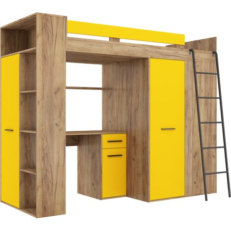 Etagenbett VERANA rechts handwerk gold / gelb