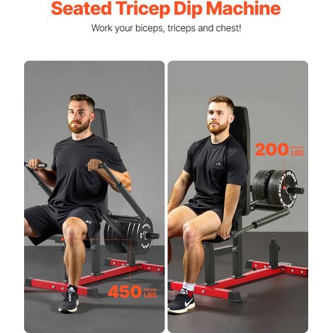 Appareil de Musculation pour Dip Assis Capacié de 204 kg, Presse à Triceps et Biceps avec Barre de Câble, Siège et Dossier Réglable… (1/5)