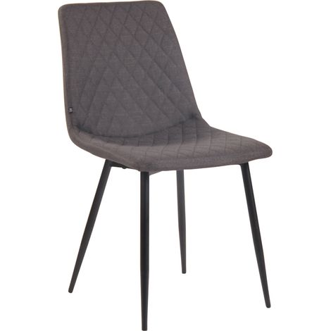 Silla de comedor x1 con costura decorativa de rombos asiento de tela gris oscuro y patas de metal negro 100007278 (1/5)