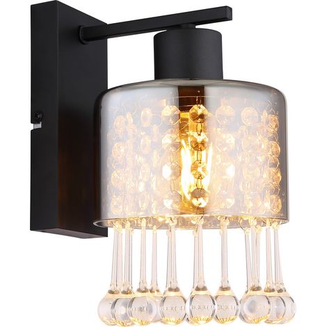 Globo Hendry Applique murale en verre fumé noir mat, 1 culot E27
