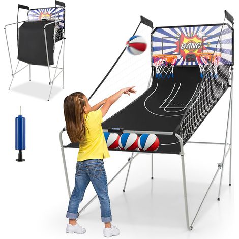 jeu d'arcade de basket-ball intérieur, panier de basketball pliable, jeu de basket-ball électronique, jeu d'arcade de basket-ball à 2 joueurs, jeu d (1/5)