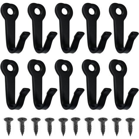 10 Pack Black Wall Hooks with Screws - Decorative, Simple, Outdoor Clothes Hooks (1/5)