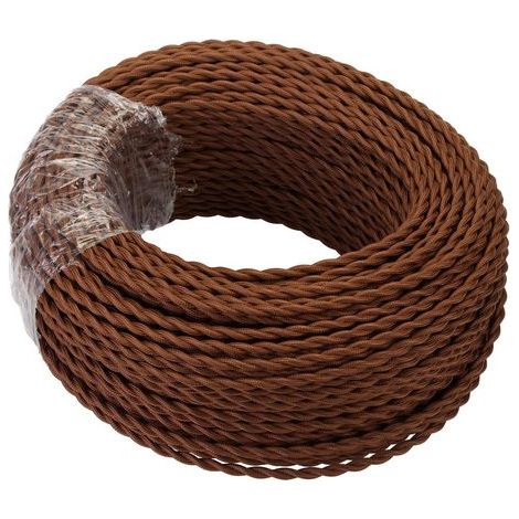 Fil électrique vintage 20M 2x0,75mm² – Câble textile tressé en cuivre pour éclairage DIY – Température max 60°C – Tension 300V (1/5)