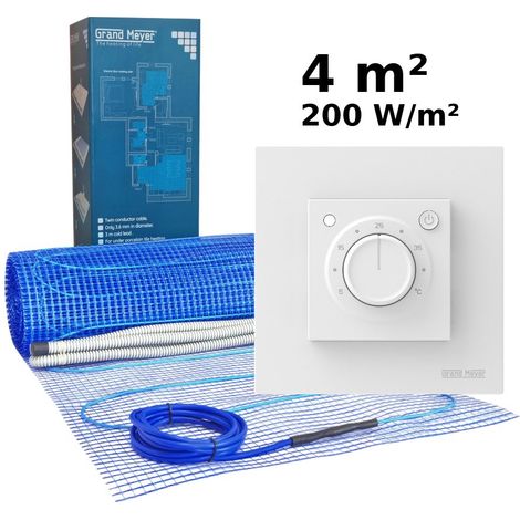 Kit de calefacción por suelo radiante 4 m², 200 W/m² + MST-9 termostato