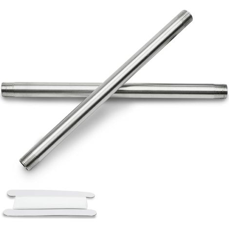 2 Pcs 300MM 1" mâle × 1" mâle filetage BSP Acier inoxydable 304 Extender Nipple Cast Pipe Fittings