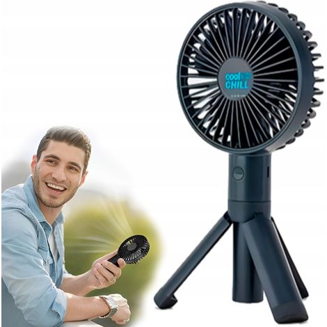 Mini ventilador de pie, ventilador de mano portátil con soporte para escritorio. (1/5)