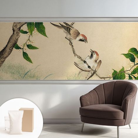 Tapete Vliestapete mit Kleber für Wohnzimmer Schlafzimmer Küche - Wanddekoration Klassisches Duett 250x104 cm (1/5)