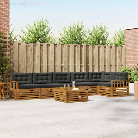 vidaXL Outdoor-Sofagarnitur mit Kissen 7 pcs Natur und Anthrazit (1/5)
