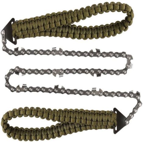 Scie à chaîne pliante – Poche avec poignée en paracorde, scie à main à chaîne pliante, équipement de survie d'urgence en plein air pour le camping, la randonnée, la chasse,de DEBUNS (1/3)