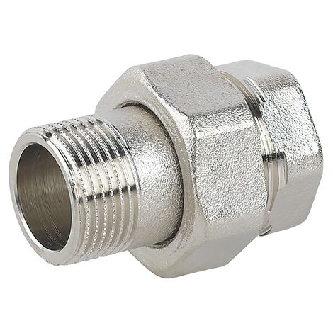 Raccordo diritto 3 pz mf sede piana in ottone nichelato c/guarnizione  3/4CAVAL