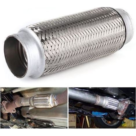 Tuyau flexible d'échappement en acier inoxydable, joint flexible, tube de réparation, accessoires automobiles 55 x 200 mm (1/5)