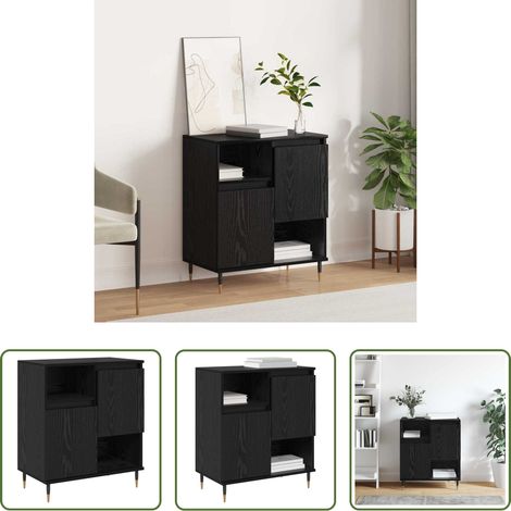 Stauraum - Sideboard Schwarz Eichen-Optik 60 x 35 x 70 cm (1/5)