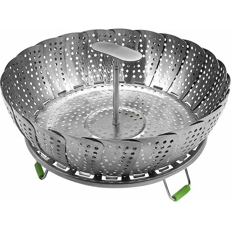 Panier Vapeur en Acier Inoxydable Vapeur de Légumes Panier Pliage Vapeur Insérer pour Légumes Fruits de Mer Poissons Cuisson, Extensible - 9 Pouces (1/5)
