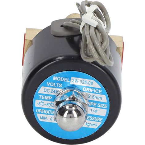 Électrovanne Normalement Fermée 2/2 Voies 1/4 Pouce Laiton, Électrovanne pour Eau Air Gaz Fuel Huile DC24V (1/5)