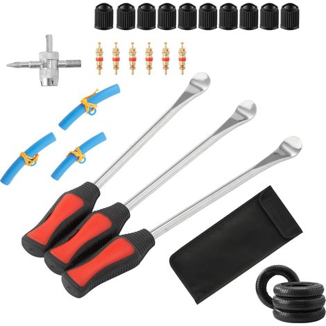 Trintion 14.5inch Tire Spoons Motorcycle, Motorcycle Tire Iron Tools Kit Includes 3 Tire Levers, 3 Rim Protectors, 6 Valve Cores, 1 Valve Tool, 10 Caps for Dirt Bike, ATV, Car, Bicycle Tires (1/5)
