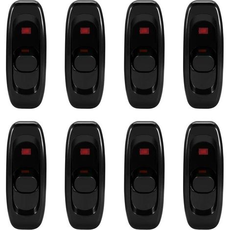 royaluxe - Inline-Kabelschalter, 8 Stück Inline-Schalter, Wippschalter, für Nachttischlampe, Schreibtischlampe, Netzkabel (250V 10A) (1/5)