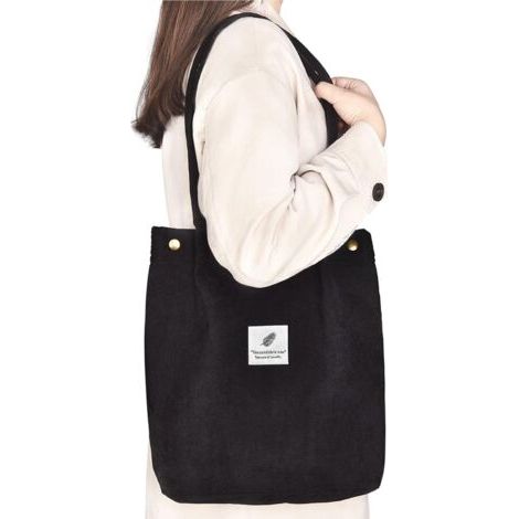 Sac fourre-tout en velours côtelé, sac d'épicerie réutilisable (1/5)