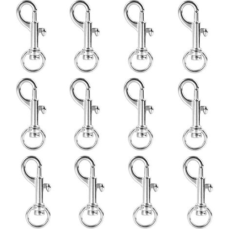12PCS Mousquetons Pivotants pour Laisse de Chien, Alliage de Zinc Durable avec Anneaux Acier Inoxydable, Pivot à 360°, Accessoires Polyvalents pour Colliers, Bricolage, Porte-clés et Projets DIY (1/5)