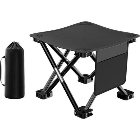 Chaise pliante de plage et camping, tabouret portable pour extérieur, jardin et plage, capacité de charge jusqu'à 150 kg, noir (1/5)