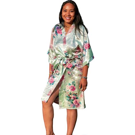 Long Kimono Robe pour Femme, Peignoir de Luxe Léger - Élégante Robe de Nuit & Peignoir de Mariée, Cadeau Parfait pour une Douche Nuptiale & Loungewear de Luxe (1/5)