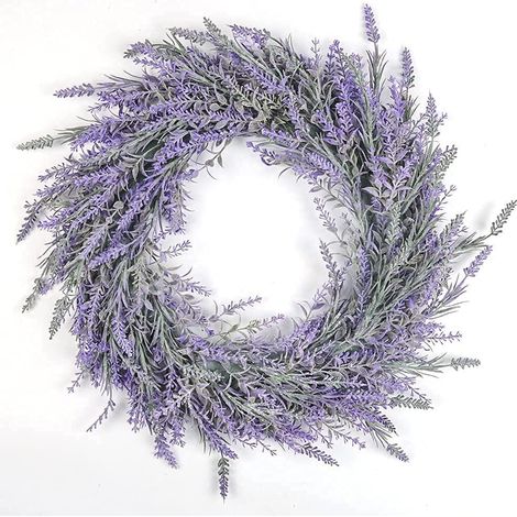 Couronne De Fleurs Artificielles Lavande Décoration Porte Fenêtre Mur Intérieur Extérieur 45cm (1/5)