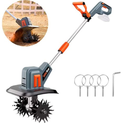 Motoculteur électrique sans fil, 360 tr/min, motoculteur de jardin rotatif, motoculteur, équipé de 48 lames en acier pour les travaux agricoles. (1/5)