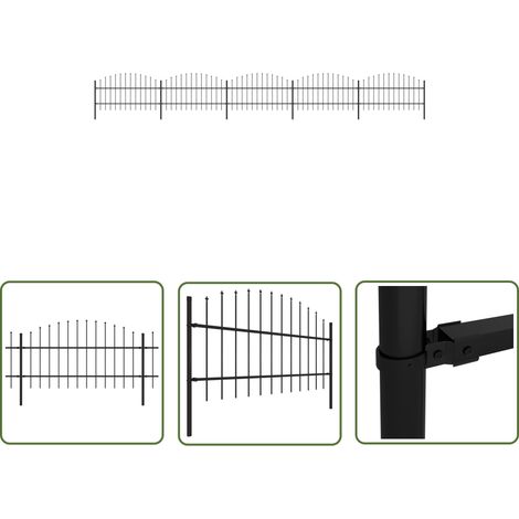 The Living Store Gartenzaun mit Speerspitzen Stahl (0,75 - 1) x 8,5 m Schwarz - Gartenzaun - Stahltzaun - Metallzaun - Sicherheitszaun - Privacy Screen (1/5)