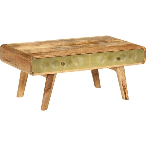 Table basse Table d’Appoint salon, style industriel Bois de manguier massif 90 x 50 x 40 cm BV84289 (1/5)