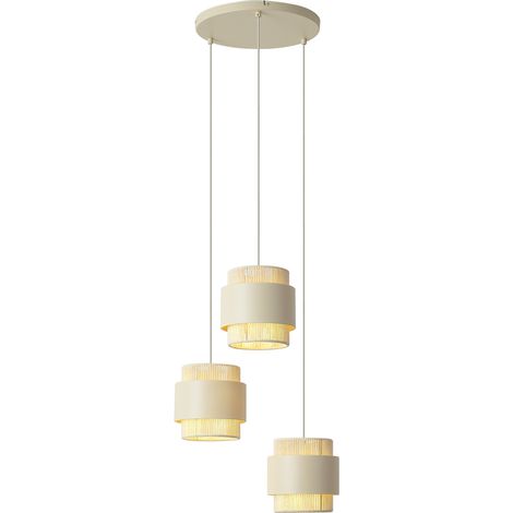 QAZQA Lampada a sospensione moderna beige con corda a 3 luci -