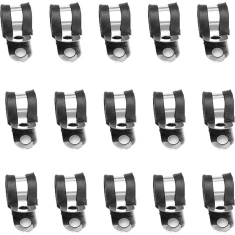 Lot de 15 colliers de serrage en P doublés en caoutchouc en acier inoxydable pour tuyau ou cordon métallique (1/4)