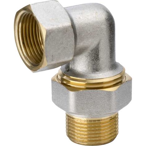 RACCORDO CURVO 3 PEZZI MASCHIO/FEMMINA IN OTTONE NICHELATO 1/2