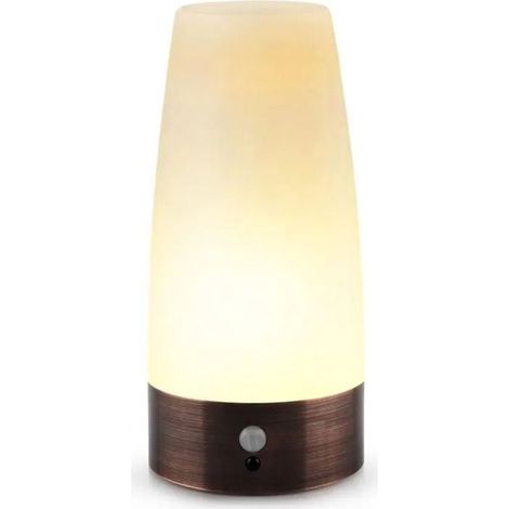 Lampe de table veilleuse rétro LED, détecteur mouvement sans fil, 3 piles AAA, blanche ronde YYV (1/4)